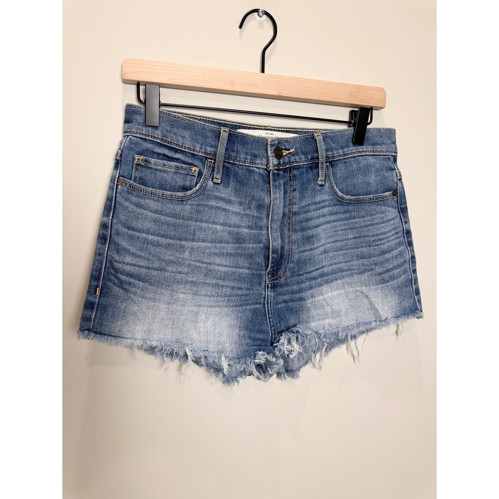 Abercrombie & Fitch Womens 8 | 29 High Rise Raw Hem Blue Jean Shorts 2" Inseam